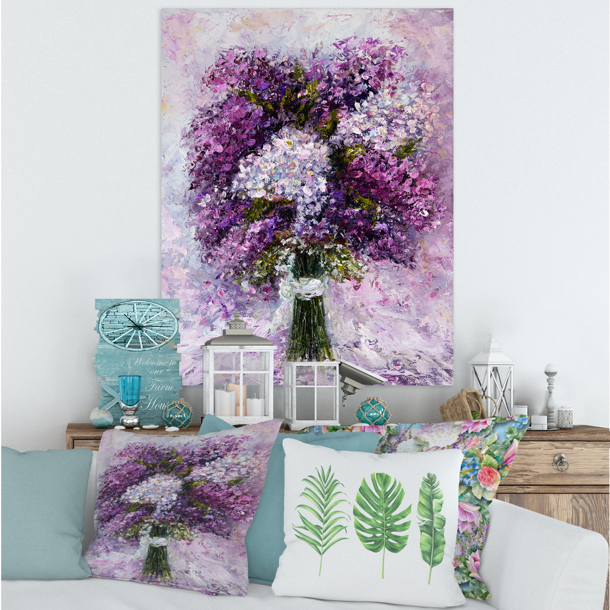 Designart ' Purple Hyacinth Flowers Bouquet ' Traditional Canvas Wall Art Print