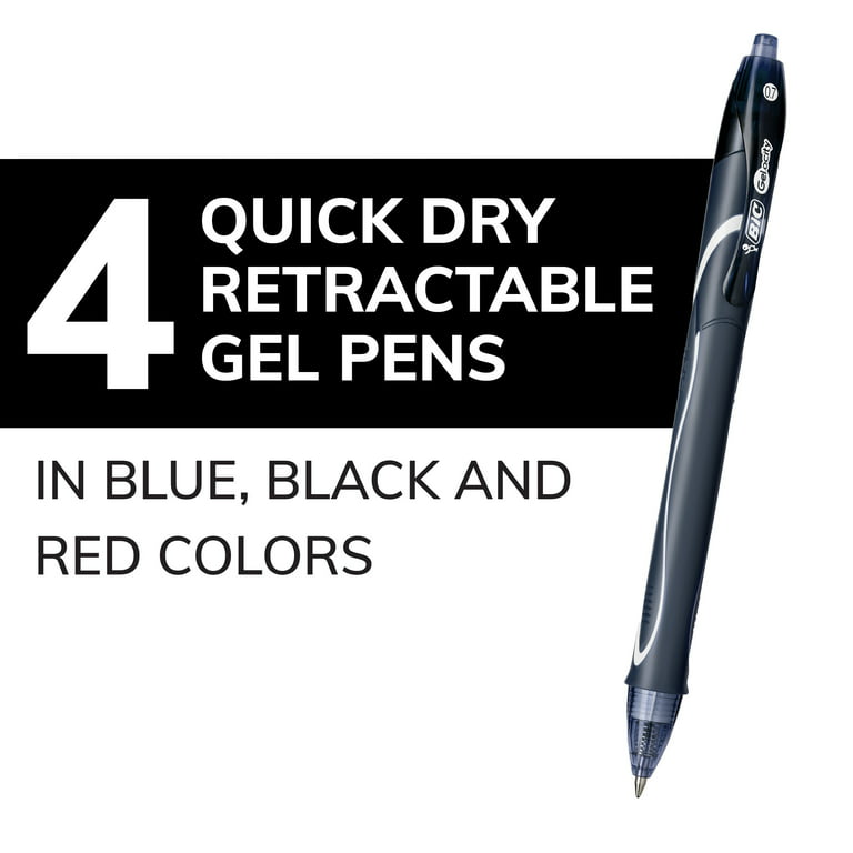  BIC Gel-ocity Original Black Gel Pens, Medium Point (0.7mm),  12-Count Pack, Retractable Gel Pens With Comfortable Grip : Office Products