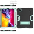 thumbnail image 6 of iPad Pro 11 inch 2nd Generation 2020 Shockproof Case with PET Screen Protector, Dteck Heavy Duty Anti-impact Rugged Hybrid 3 Layer Full Body Protection Case Built-in Kickstand, Black+Mint, 6 of 7