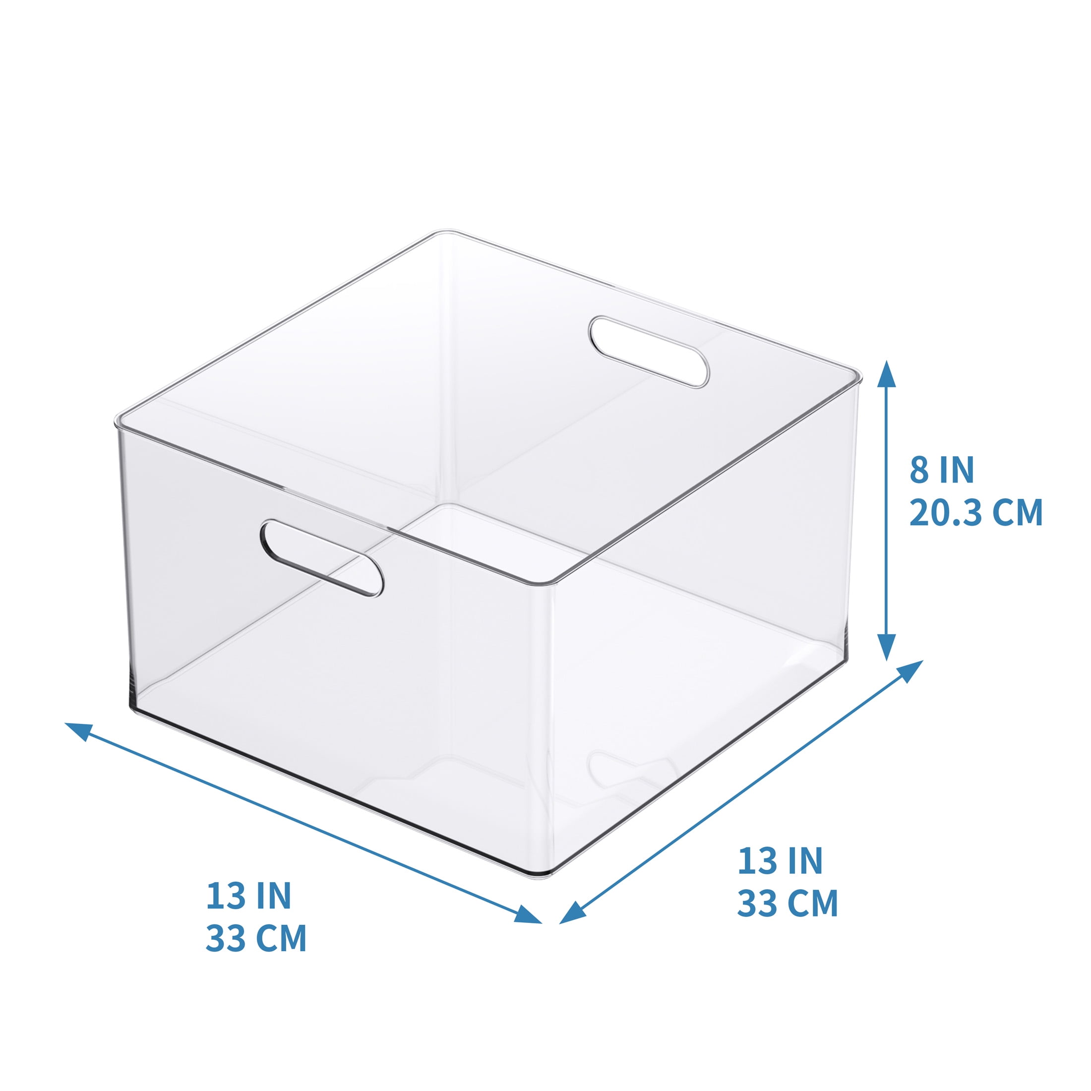 13" x 13" Clear Storage Bin with Handles by Simply Tidy - Stackable Plastic Organizer for Paper - Crafts - and Office Supplies - 1 Pack