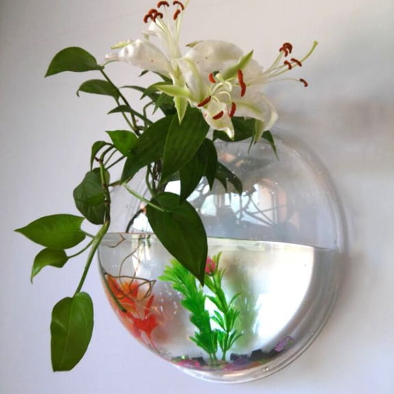 PatungKu Wall Fish Bowl Fish Bubble Hanging Clear Acrylic Betta Fish for Tank Wall Mounte