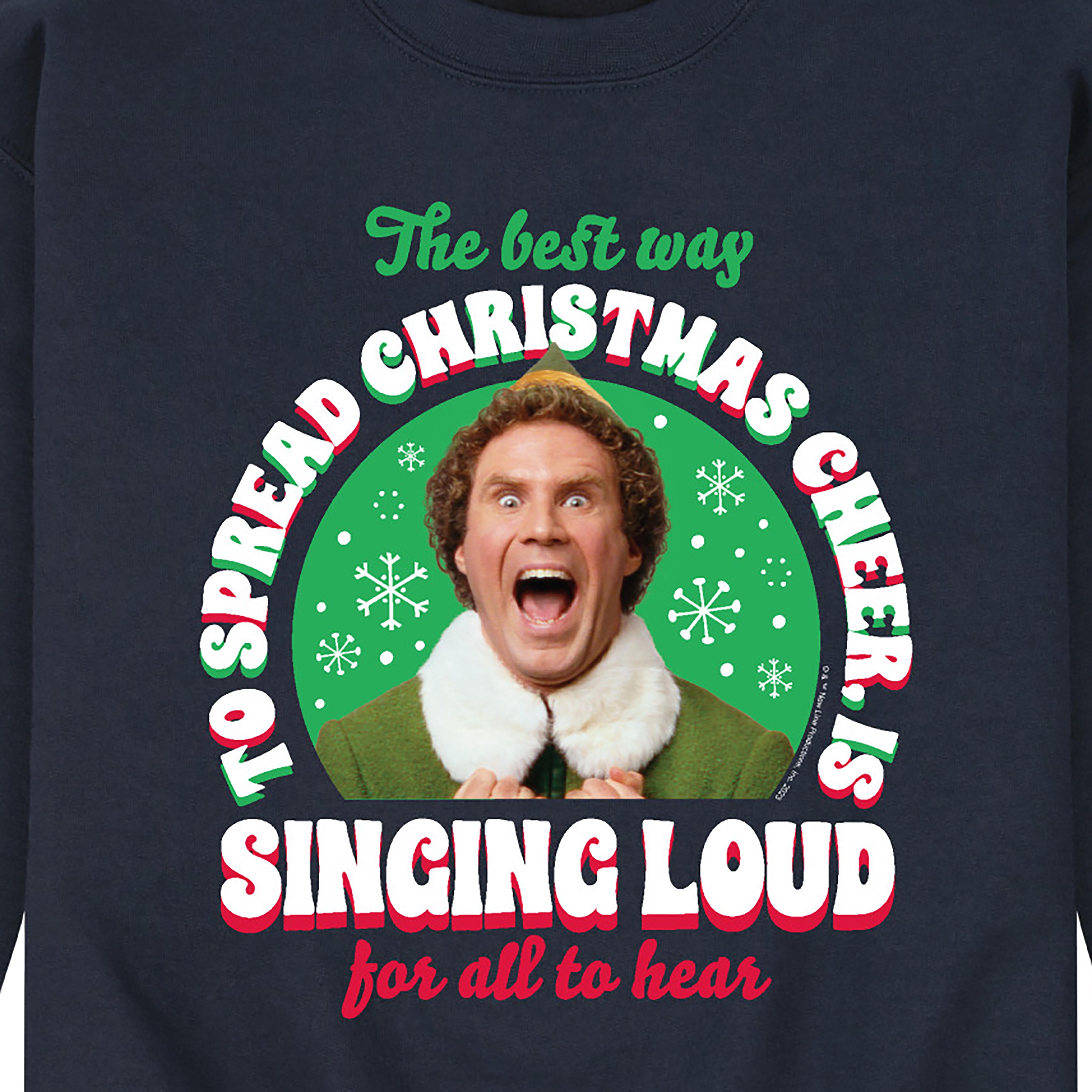 ELF - Christmas Singing  - Men's Crew Neck Fleece Pullover