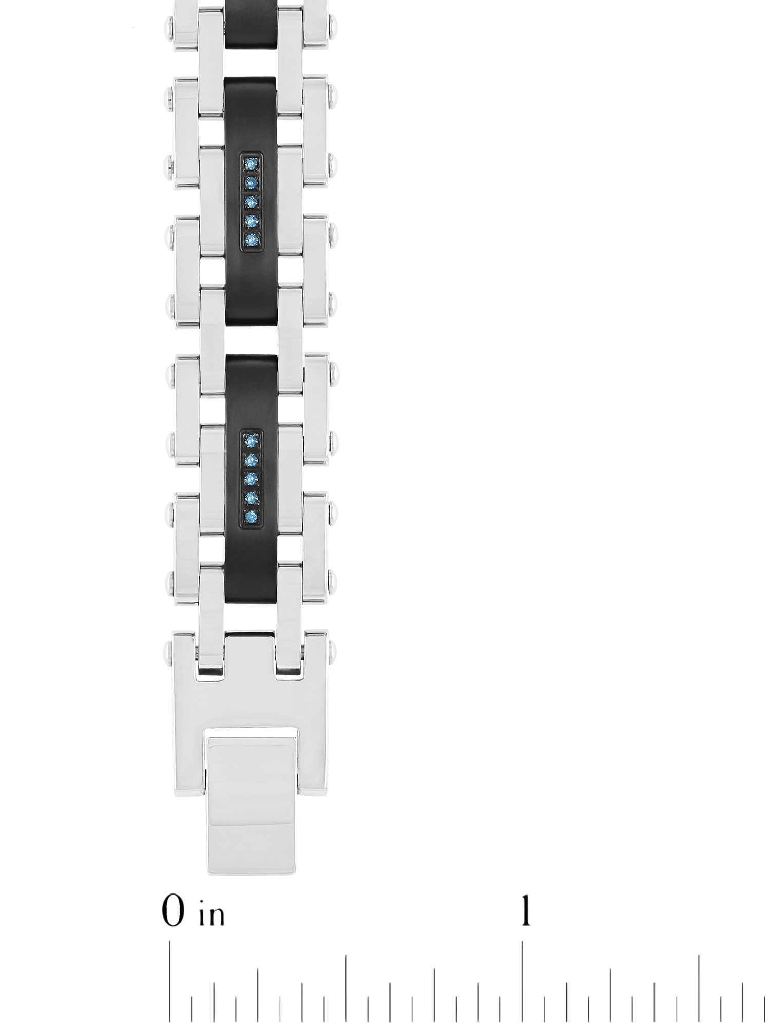 Men's 0.15 ctw Blue Diamond Two-tone Steel Link Bracelet