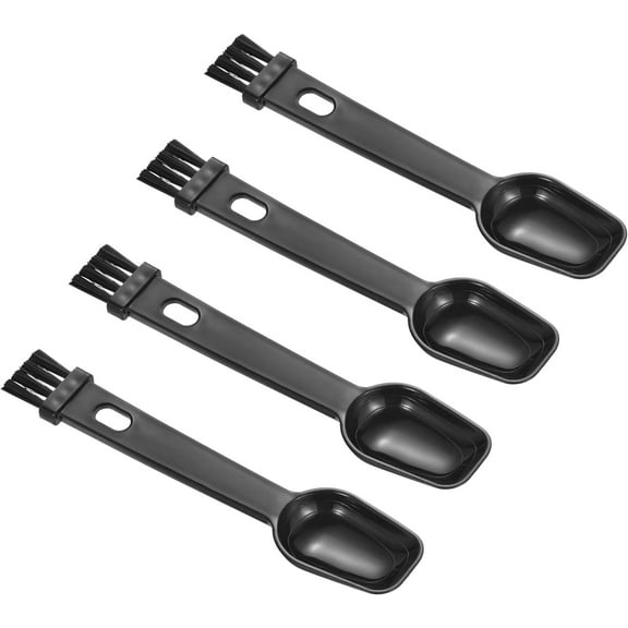 Coffee Espresso Brush 4 Pack 2 in 1 Black Coffee Grinder Cleaning Brush with Black Spoon