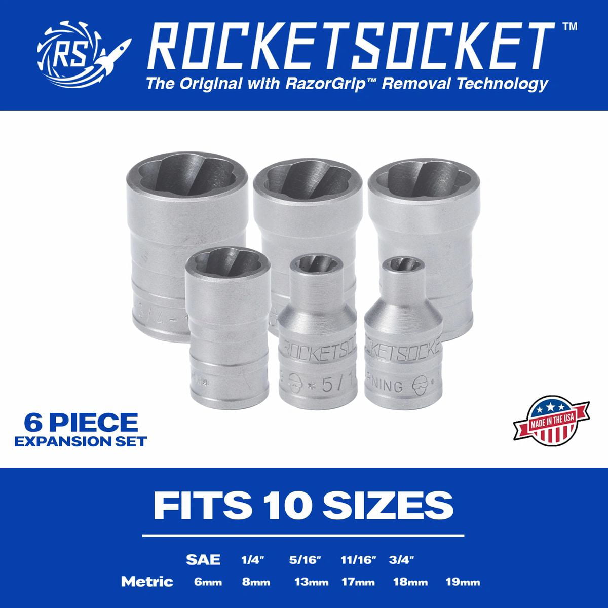 Details about   ROCKETSOCKET Damaged Frozen Rusted Bolt Nut & Screw Extractor 13pc Set3/8" Drive 