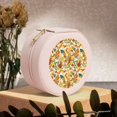 thumbnail image 6 of Yiaed 70s Groovy Hippie Print Travel Jewelry Case Bridesmaid Gift Boxes Jewelry Travel Organizer Small Round Jewelry Box Mini Storage-Pink, 6 of 7