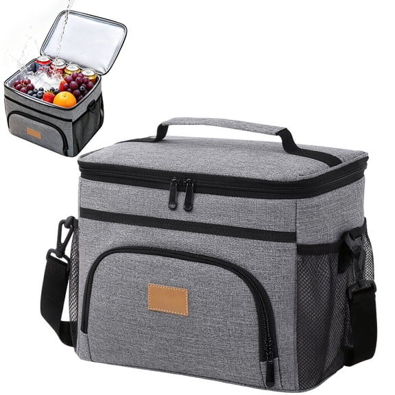 Insulated Lunch Bag, Large Capacity Insulated Lunch Box with Handle, Leakproof Thermal Cooler Bag with Adjustable Shoulder Strap for Work School Office Picnic