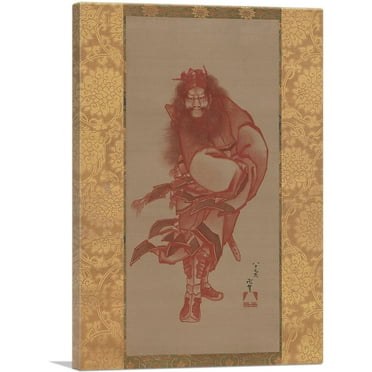 ARTCANVAS Red Shoki, the Demon Queller 1847 Canvas Art Print by Katsushika Hokusai - Size: 26" x 18" (0.75" Deep)