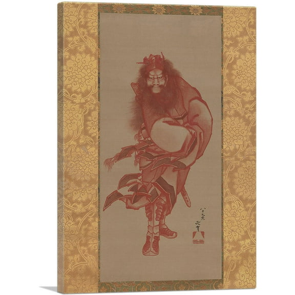 ARTCANVAS Red Shoki, the Demon Queller 1847 Canvas Art Print by Katsushika Hokusai - Size: 26" x 18" (0.75" Deep)
