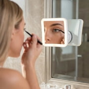 Fancii Mira 10X Magnifying Mirror with Light, Natural Daylight LED, 6.5 Wide, Suction Cup, Square