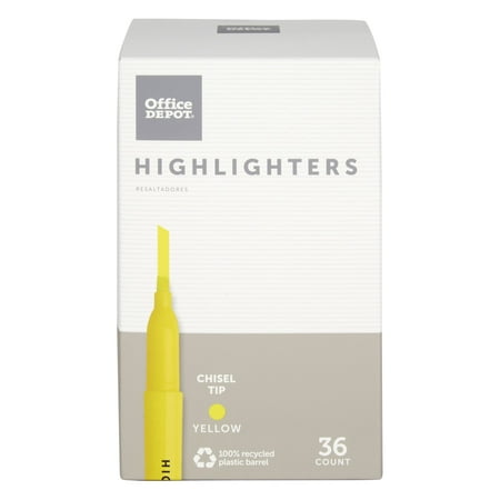 UPC: 0735854834760 | Office Depot® Brand 100% Recycled Pen-Style Highlighters  Chisel Tip  Fluorescent Yellow  Pack Of 36
