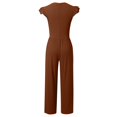 thumbnail image 5 of TrendOFT Womens Jumpsuits Dressy Summer Casual Knit Ruffle Cap Sleeve Solid Sleevelss Crew Neck Rib Womens Rompers One Piece Overalls Coffee M, 5 of 5