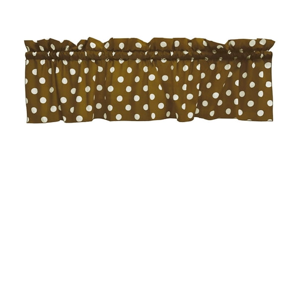 Cotton Window Valance Polka Dots Print 58 Inch Wide / White on Brown
