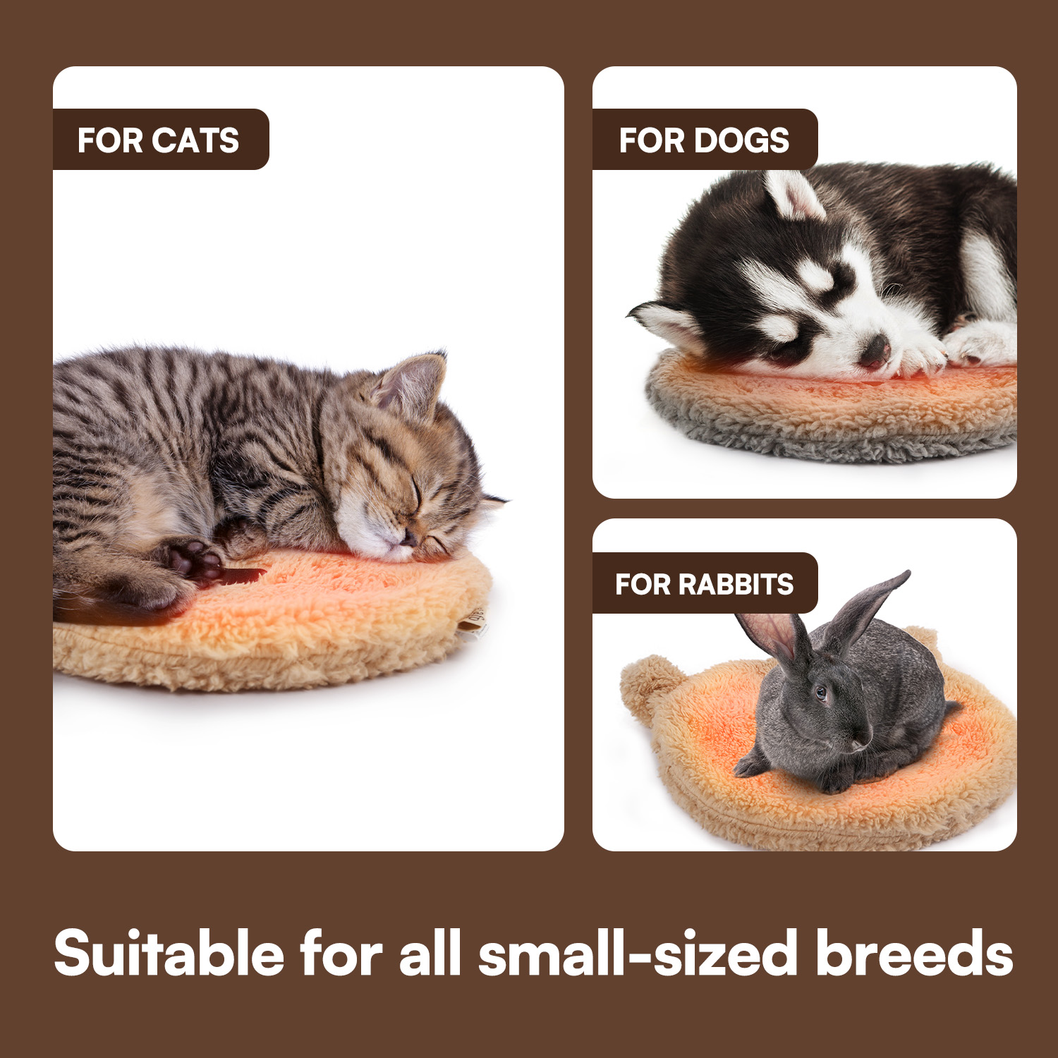 All For Paws Heated Cat Bed Indoor, Microwavable Heating Pads for Kitties, Puppies & Small Pets, Non-Electric Heating Dog Bed with 2 Washable Fleece Covers