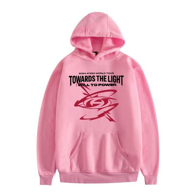 ATEEZ Double Sided Pattern Comfort Hoodies For Unisex Tracksuit Pullover Fans,XL,Pink