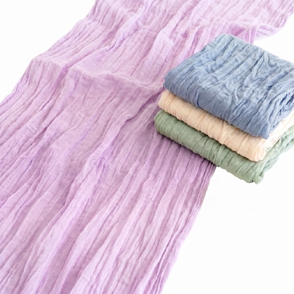 ROSEXIXI Tablecloths 4 Pack 35.5in*70.9in Tablecloth  Wrinkled Gauze Banquet Table Cloths Boho Rustic Cheesecloth Sheer Banquet Table Covers For Wedding Party Reception Bridal Shower Decor
