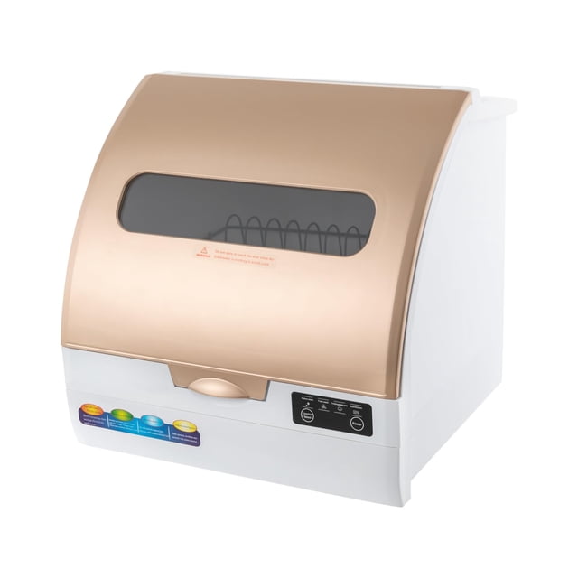 Lavaplatos portátil HYYKJ-US de sobremesa, 5 programas, 900 W, color dorado