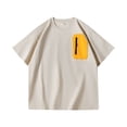 thumbnail image 3 of Krdevn Men's Sleeve T Shirts Oversize Zipper Pocket Comfortable Crewneck Graduated Color Fit Shirt Tops,L, 3 of 8