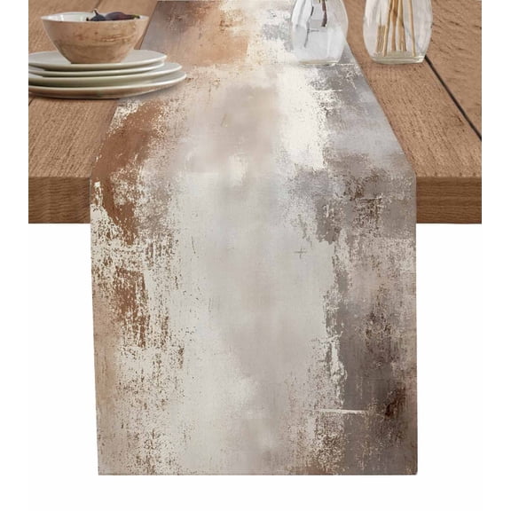 Ldtrchee Brown Table Runner 60 Inches, Modern Contemporary Abstract Art Bed Runner Dresser Scarves Tabletop for Indoor Outdoor Parties/Ceremony/Banquet, 13" x 60"