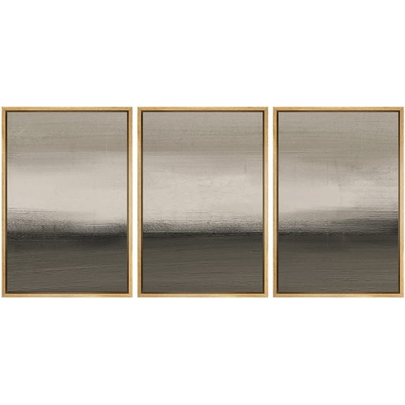 wall26 Framed Canvas Print Wall Art Set Pastel Duotone Gray Paint Stroke Landscape Abstract Shapes Illustration Modern Art Decorative Multicolor for Living Room, Bedroom, Office - 24"x36"x3