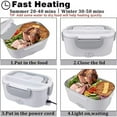 thumbnail image 3 of ZHAOCHENG Fiambrera con calefacción, calentador de alimentos eléctrico para adultos, calentador de alimentos portátil de 40 W para coche, lonchera autocalentable para el trabajo con tenedor y cuchara, 3 of 5