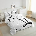 thumbnail image 4 of Feelyou Princess Kawaii Bow Queen Comforter Set for Kids, Black Cartoon Stars Bedding Sets, Cute Bowknot Reversible Bedding Comforter Set, Microfiber Bedroom Decor, 3pcs, 4 of 9