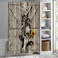 thumbnail image 6 of Funny Farm Animals Standard Shower Curtain Set, Waterproof Shower Curtains for Bathroom, Vintage Barn Brown Sunflowers Washable Fabric Bath Curtain for Bathtub Decoration with Hooks 72x72 Inches, 6 of 9