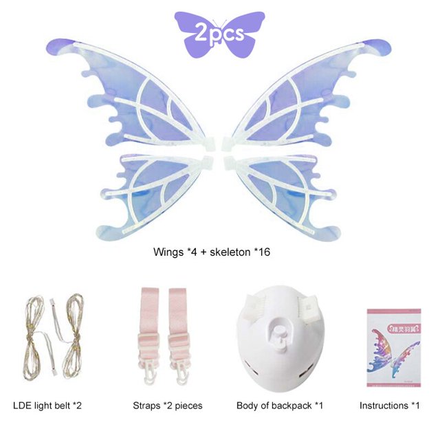 Alas de mariposa eléctricas brillantes con música, ala de hada móvil brillante para niños, fiesta de cumpleaños, Navidad y Halloween, vestido