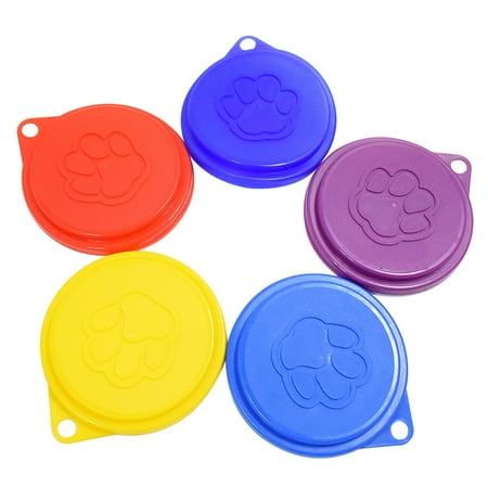 

2 Pcs Reusable Can Tin Food Covers With Print Pet Cans Plastic Lid -Random Color