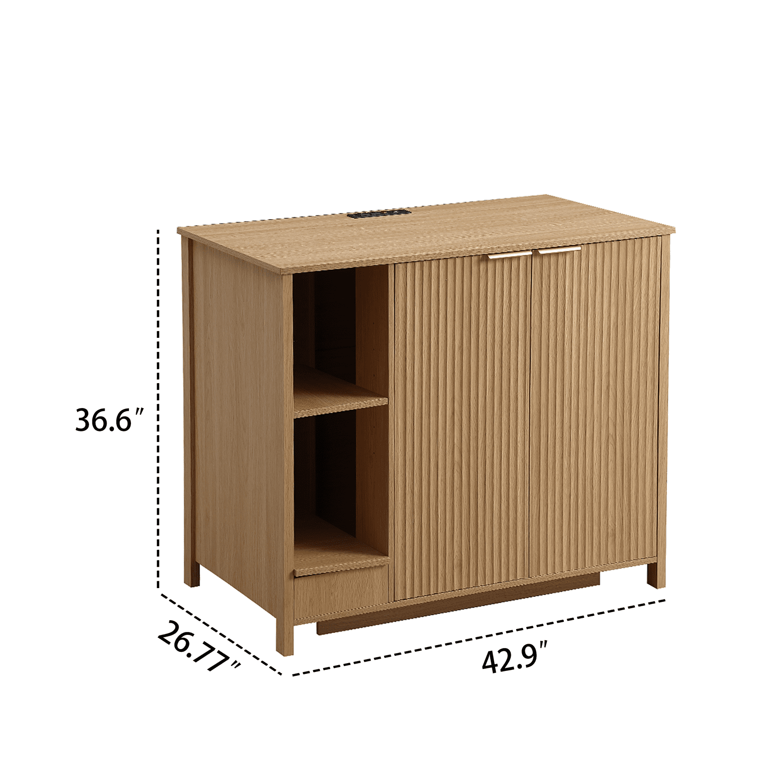 Large Wooden Cat Litter Enclosure, Suitable for Self-Cleaning Litter Boxes, Dog-Proof Adjustable Shelf, Power Socket & Wooden Cat House, Natural