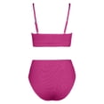thumbnail image 6 of Women Swimsuits 2Pcs Swimwear Set U Neck High Waist Bikini Tankini Textured Adjustable Strap Beach Pool Swimsuit for Summer Hot Pink XXXL, 6 of 6