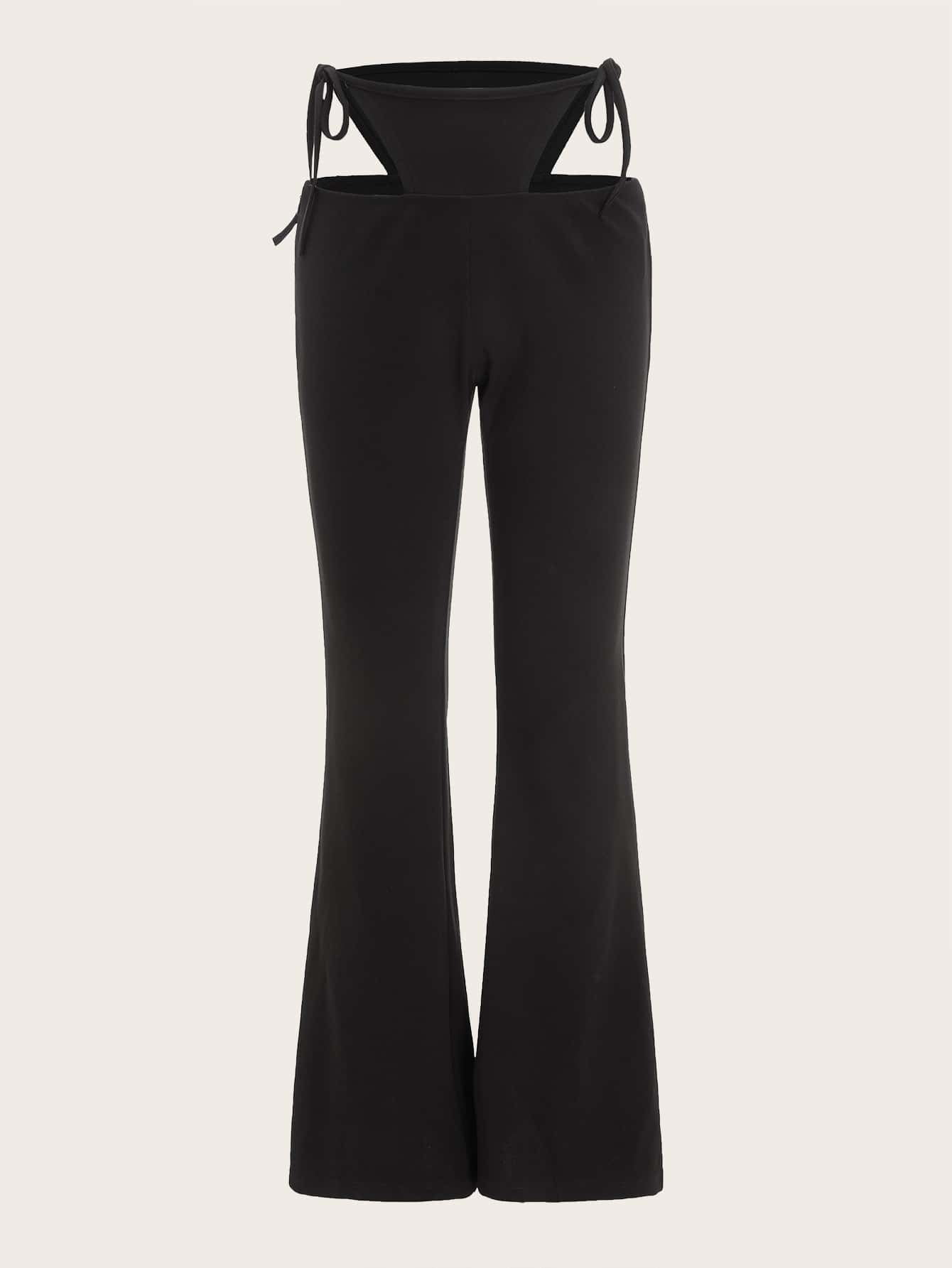 Women's Cutout Tie Waist Flare Leg 
