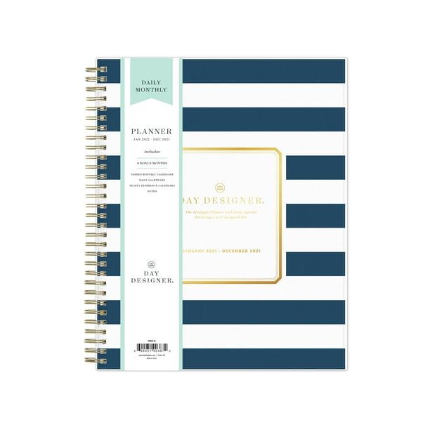 Day Designer 2021 Daily Monthly Planner 8 X 10 Navy Stripe Day designer 2021 daily monthly planner 8 x 10 navy stripe