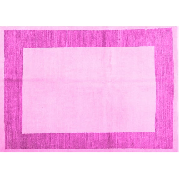Ahgly Company Indoor Rectangle Solid Pink Modern Area Rugs, 5' x 7'