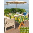 thumbnail image 5 of Outdoor Tablecloth with Umbrella Hole for Patio/Picnic/Party/Camping, Lemon Summer Waterproof Table Cloth Rectangle Table Cover Washable, Watercolor Fruits Green Yellow Stripes (60"x 102"), 5 of 8