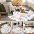 thumbnail image 6 of Coastal Ocean Round Living Room Rugs 8 ft, Blue Yellow Shell Coral Starfish Marine Life Washable Large Area Rug with Non-Slip Sturdy Edge Binding Round Carpet for Dining Room Kitchen Office, 6 of 9