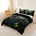 thumbnail image 3 of Metsweet Jungle T-Rex Duvet Cover King, Animal Dinosaurs King Bedding, Green Brown,Black Reversible,3 Pieces,1 Duvet Cover and 2 Pillowcases, 3 of 6
