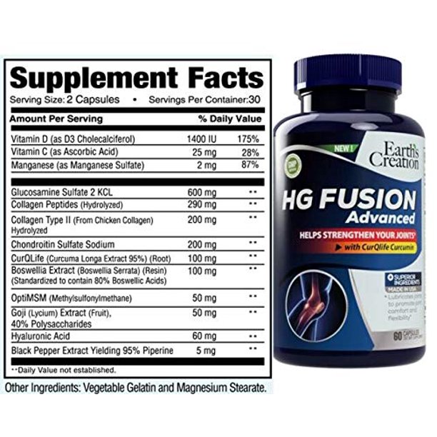 Earth's Creation HG Fusion Joint Health Hyaluronic Acid, Glucosamine