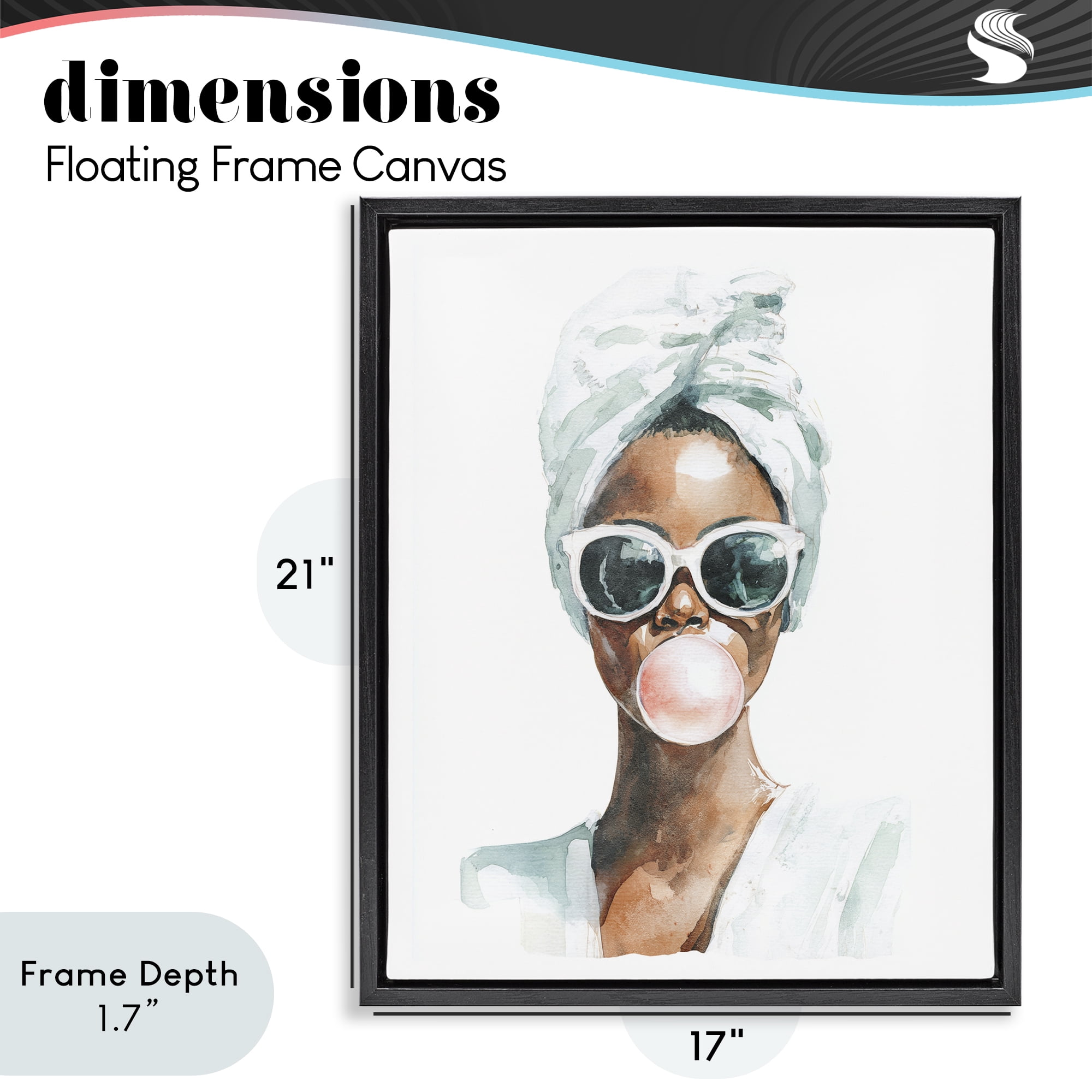 Stupell Industries Bubble Reverie Female Black Framed Floater Canvas Wall Art, design by Svetlana Aleynikova