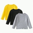 thumbnail image 4 of Xudanell Boys Shirts Size 11-12 Long Sleeve Shirts 3 Pack Crew Neck T-Shirt with Solid Color Soft Cotton Going Out Black 2-3 Years, 4 of 4