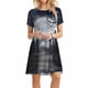 thumbnail image 4 of Vestidos estampados de playa con cuello redondo y manga corta informales de moda de verano para mujer Pompotops ghjkhdj13998, 4 of 9
