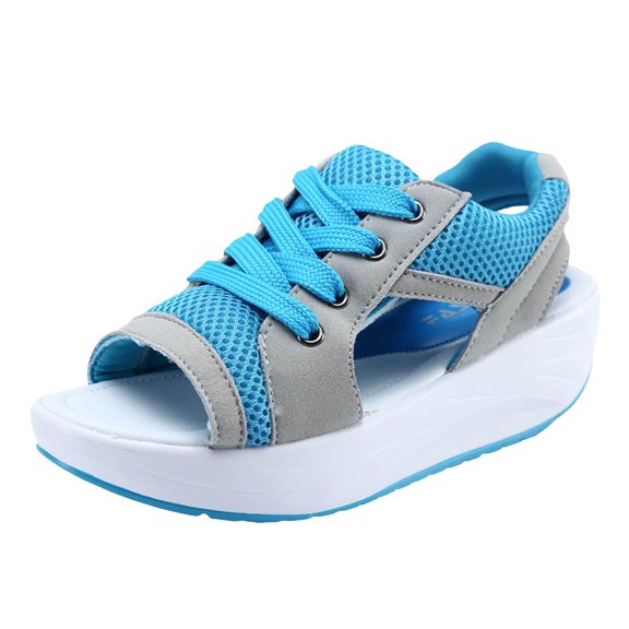 IUJSOY Women's Cutout Open Toe Lace up Sandals Soft Cushion Platform Walking Shoes Wedges Sneakers
