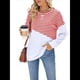 thumbnail image 3 of Sudadera Tipo Túnica A Rayas con Bloques de Color para Mujer, de Larga y Cuello Redondo, Holgada y Rayas Rojas y Blancas M, 3 of 9