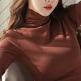 thumbnail image 2 of Turtleneck Basic Women Thermal T Shirt Plain Winter Stretch Top Bottoming Shirt, 2 of 8