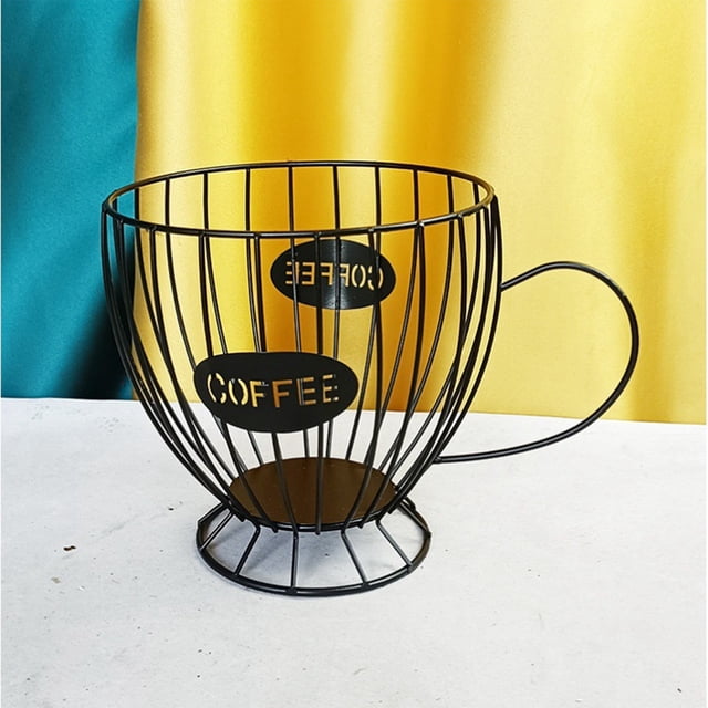 Tyeign Iron Coffee Capsule Storage Basket, Modern Wire Pod Holder for 50+ Counts, Countertop Organizer Compatible with K-Cups, Rust-Resistant Kitchen Decor