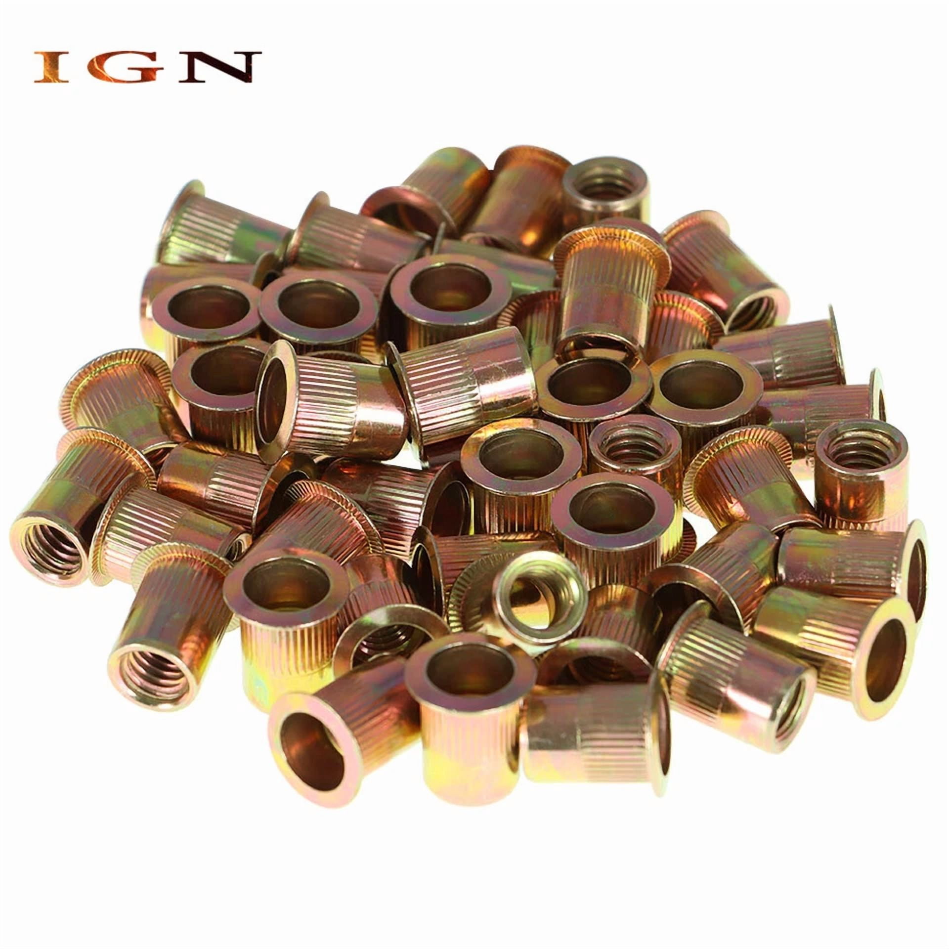 CIRCLE- 50 Pieces Flat Head Threaded Insert Rivet Gun Rivet Nuts 3/8-16 Carbon Steel