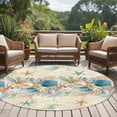 thumbnail image 4 of Round Area Rug 8 Ft, Beach Coastal Beige Washable Non-Slip Circle Carpet for Living Room/Bedroom, Nautical Shell Starfish Coral Summer Collection Low-Profile Large Area Rugs for Indoor, 4 of 8