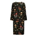 thumbnail image 5 of Xoenoiee Mushroom Butterfly Flower Moon Star Print Women Robe Zipper Front House Coat Long Sleeve Nightgown Full Length Ladies Lounge Dress with Pockets, Size 3XL, 5 of 7