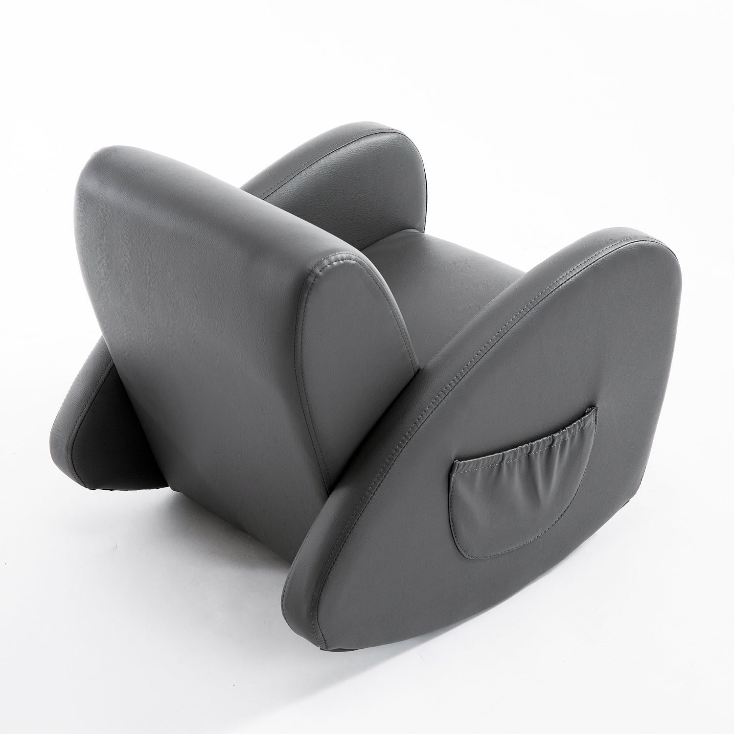 Qaba 20" Kids Sofa Side Pocket Armchair Rocking Recliner PU Furniture, Gray