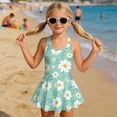 thumbnail image 3 of DISNIMO Floral Printed Girl One Piece Swimsuits U Neck Swim Dress Sleeveless Soft Stretch Swimwear with Skirt Hawaiian Summer Bathing Suit for Kids Girls, 3 of 8